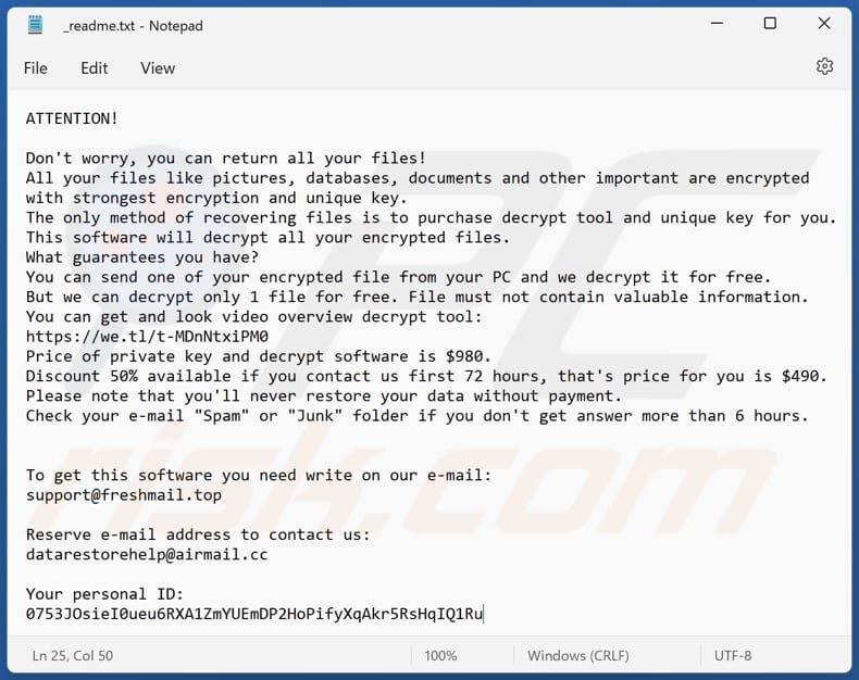Poaz ransomware text file (_readme.txt)