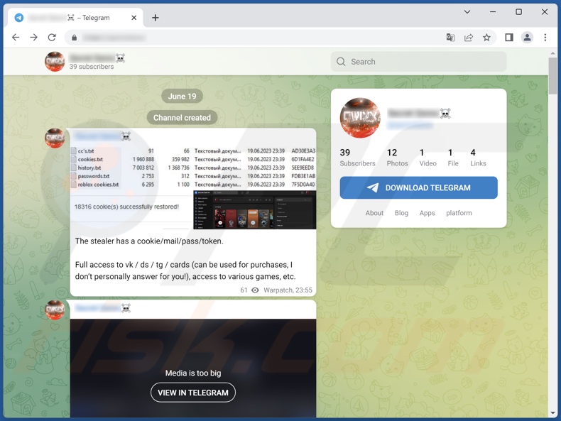 Qwixx stealer malware endorsed on developers Telegram channel