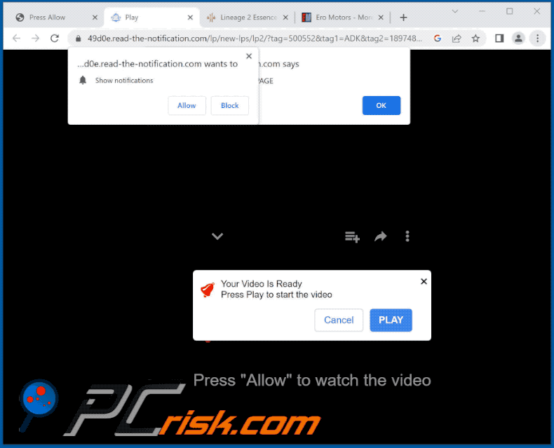 read-the-notification[.]com website appearance (GIF)