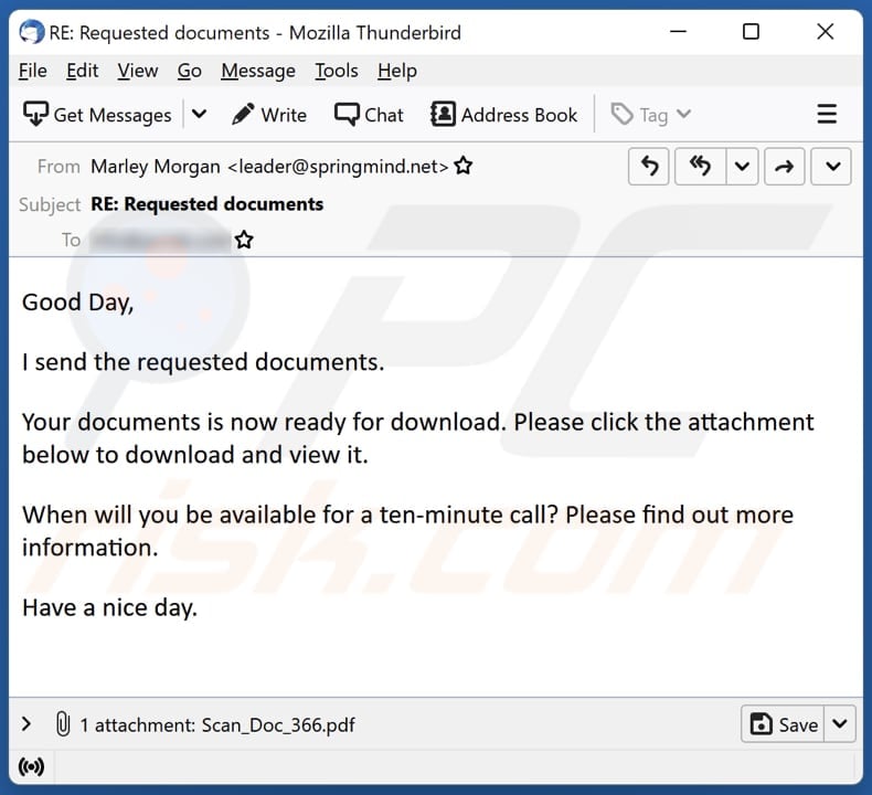 Requested Documents malware-spreading email spam campaign