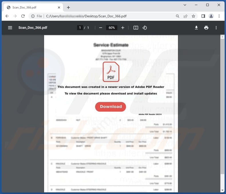 Malicious PDF document distributed through Requested Documents spam campaign