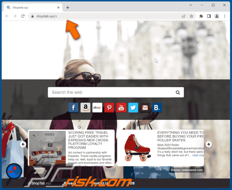 shoptab.xyz redirects to bing.com