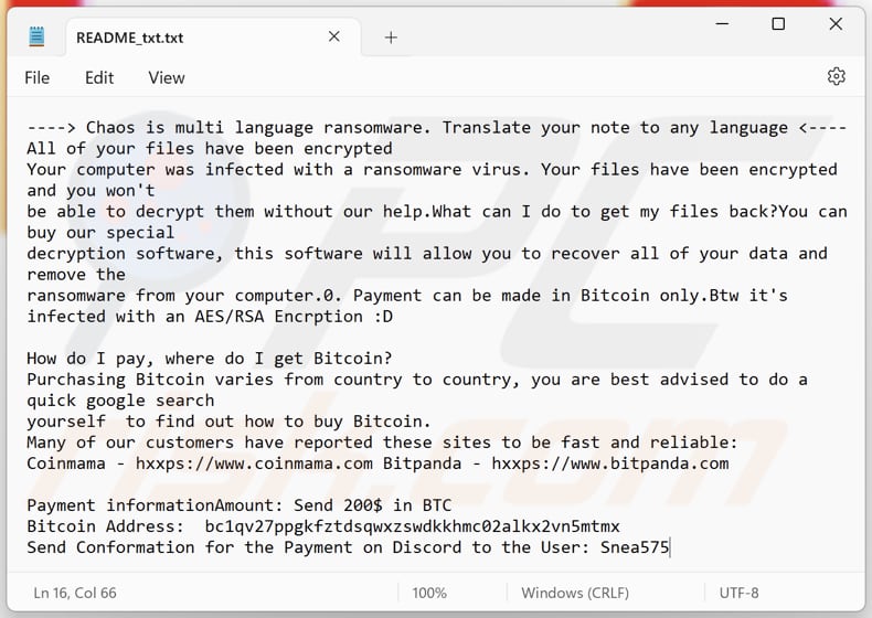 Snea575 ransomware text file (README_txt.txt)