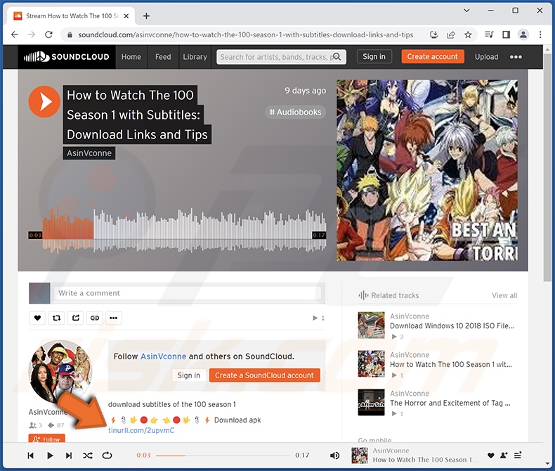 SoundCloud virus compromised account example