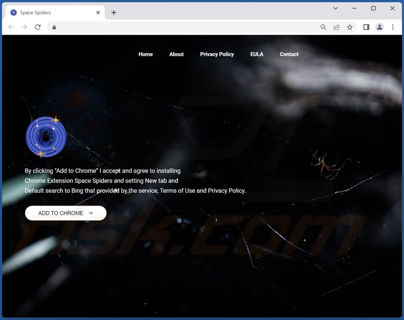 Website used to promote Space Spiders browser hijacker