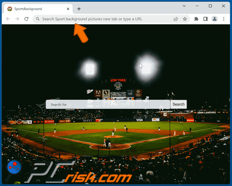 Sport background pictures new tab browser hijacker redirecting to nearbyme.io (GIF)