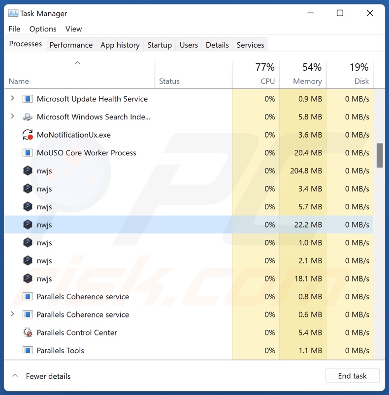 Subtitles adware process on Task Manager (nwjs - process name)