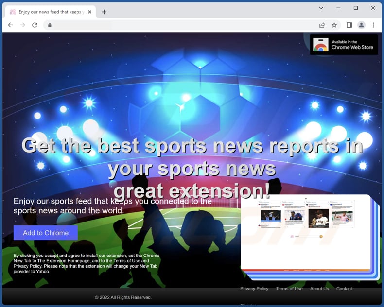Website used to promote The Best Sports News In The World browser hijacker