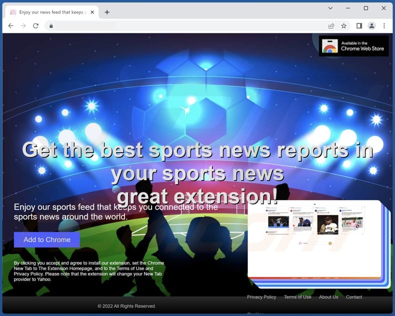 Website used to promote The Best Sports News In The World browser hijacker