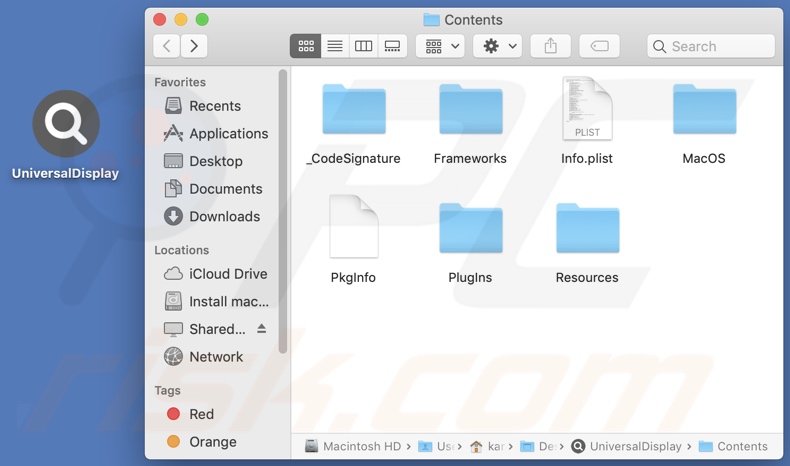 UniversalDisplay adware install folder