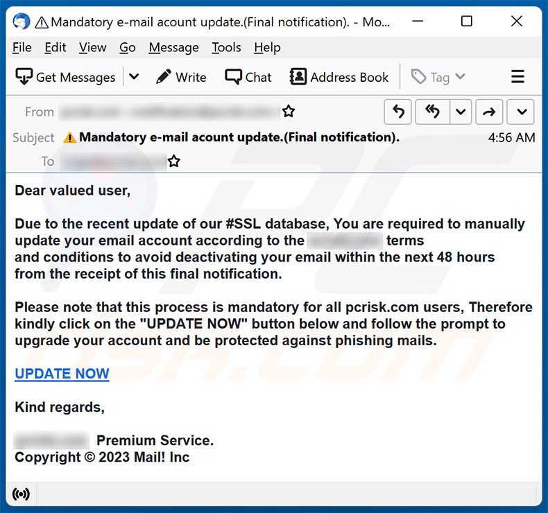 Update Your Email Account spam (2023-07-05)