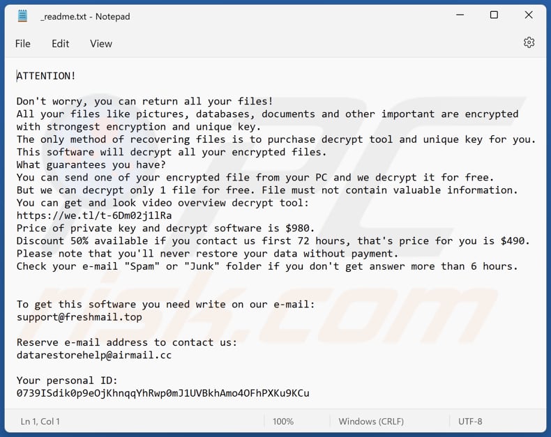 Waqq ransomware text file (_readme.txt)
