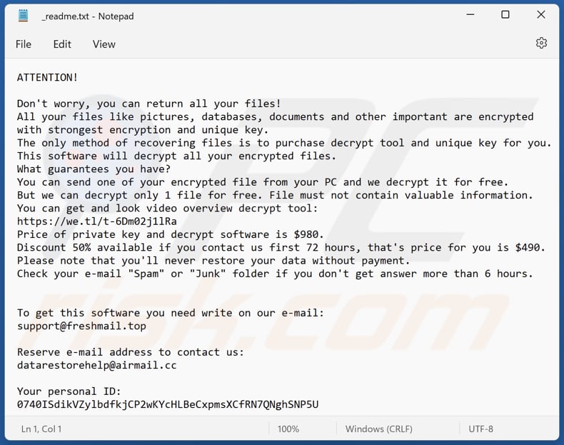 Wayn ransomware text file (_readme.txt)