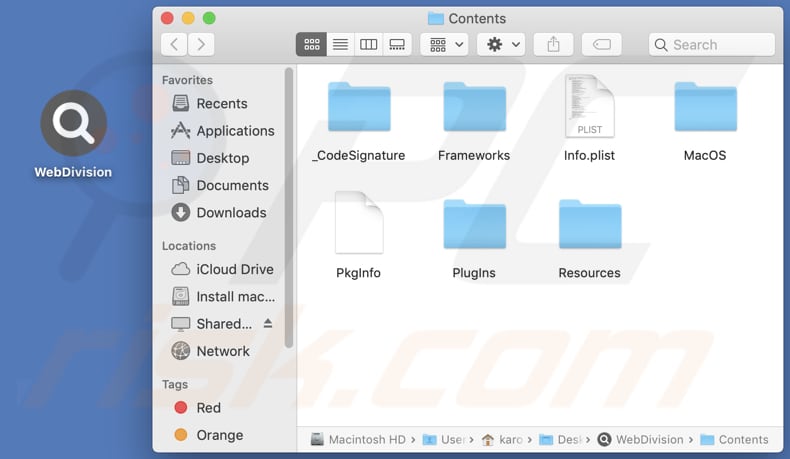 WebDivision adware installation folder