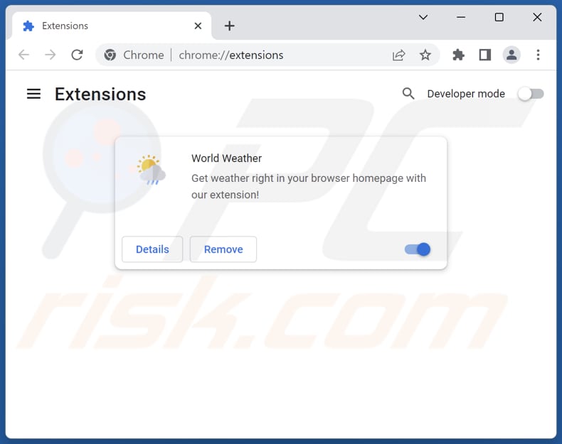 Removing search.world-weather-extension.com related Google Chrome extensions