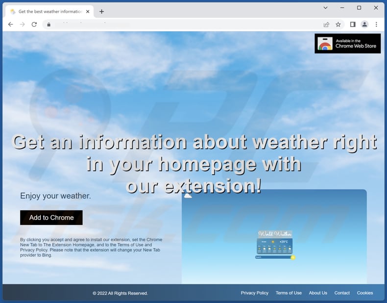 Website used to promote World Weather browser hijacker