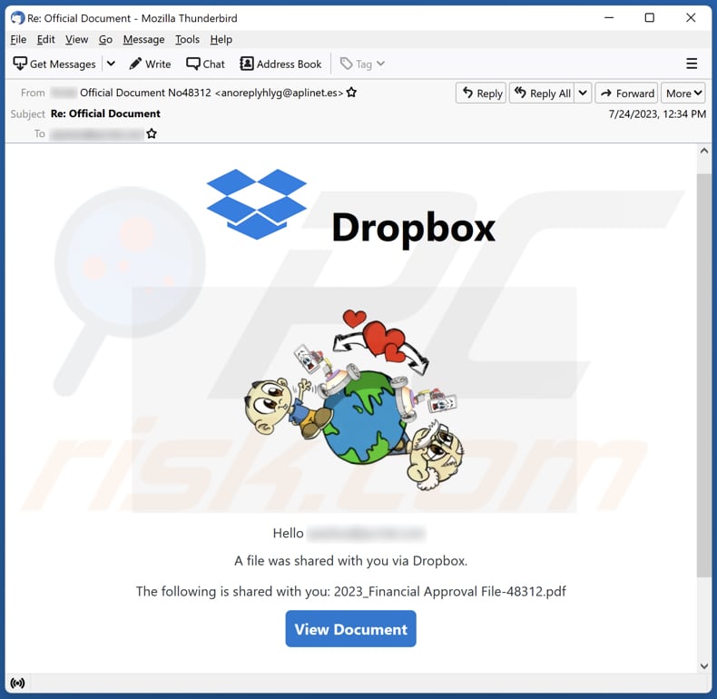 A File Was Shared With You Via Dropbox email spam campaign