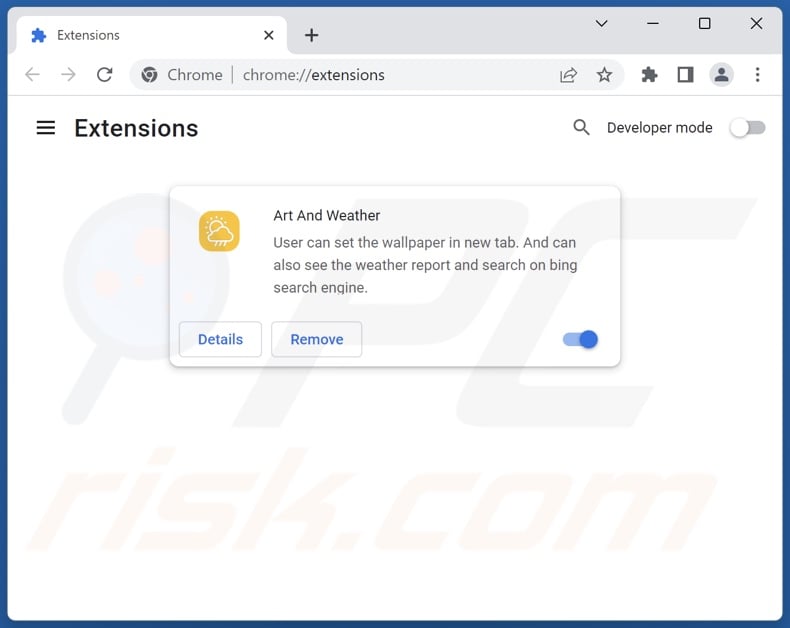 Removing artandweather.co related Google Chrome extensions