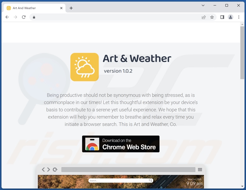 Website used to promote Art And Weather browser hijacker