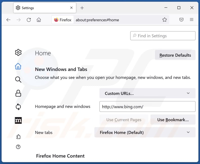 Changing Mozilla Firefox homepage