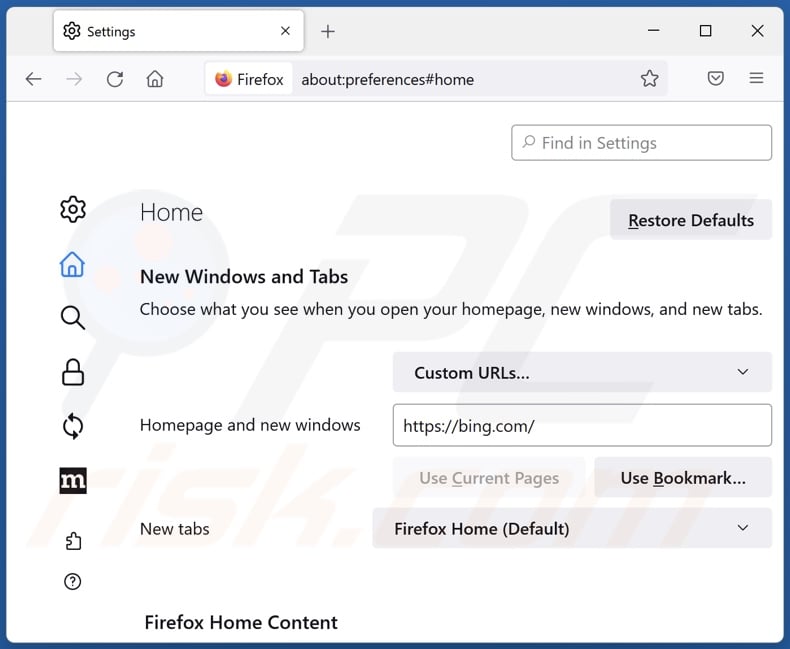 Changing Mozilla Firefox homepage