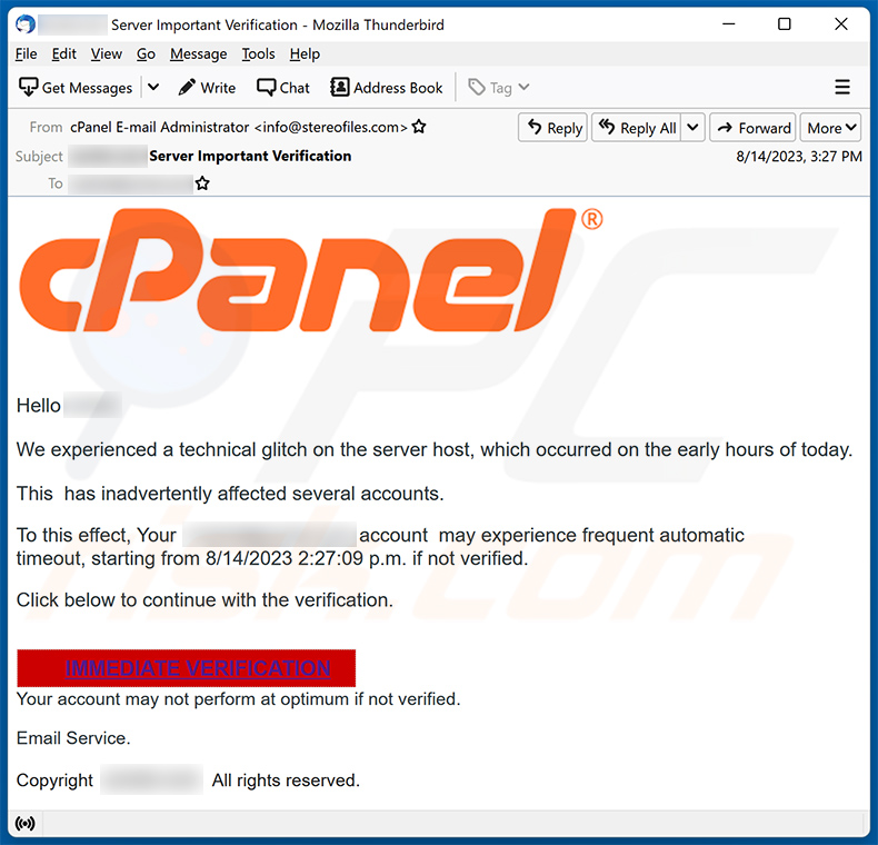 cPanel spam email (2023-08-22)
