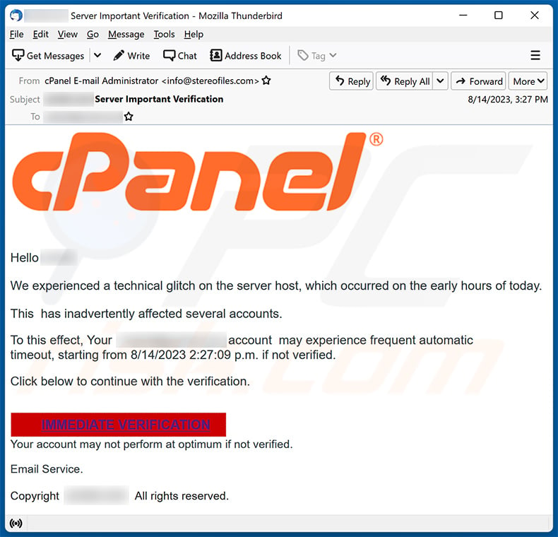 cPanel spam email (2023-08-22)