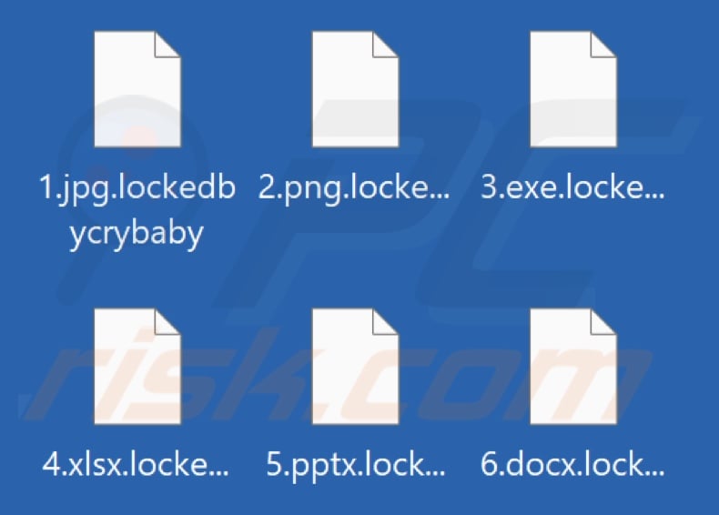 Files encrypted by CryBaby ransomware (.lockedbycrybaby extension)