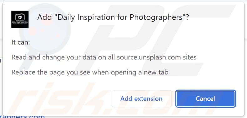 Daily Inspiration for Photographers browser hijacker asking for permissions