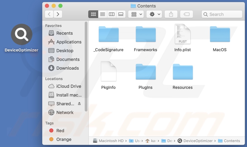 DeviceOptimizer adware install folder