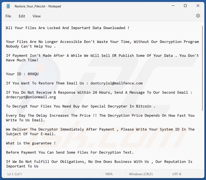 DontCryLol ransomware text file (Restore_Your_Files.txt)