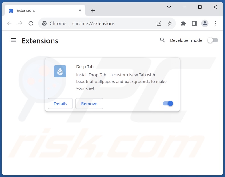 Removing search.droptab.net related Google Chrome extensions