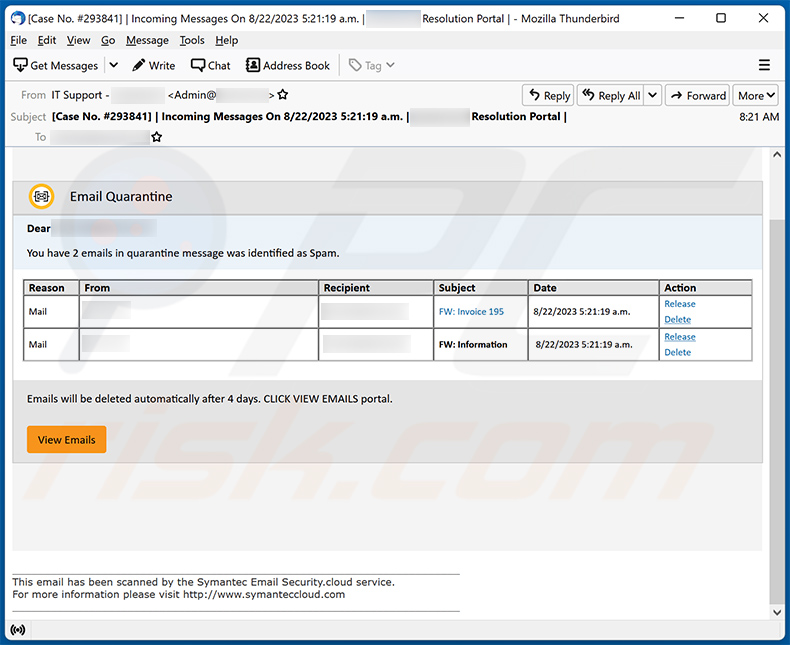 Email Quarantine spam (2023-08-22)