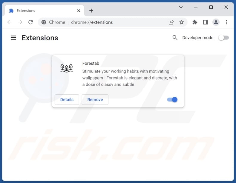 Removing search.forestab.com related Google Chrome extensions