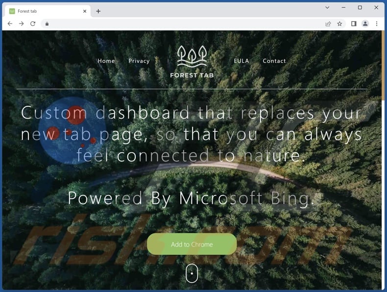 Website used to promote Forestab browser hijacker