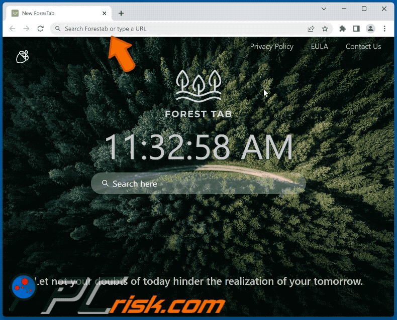 Forestab browser hijacker redirecting to Google (GIF)