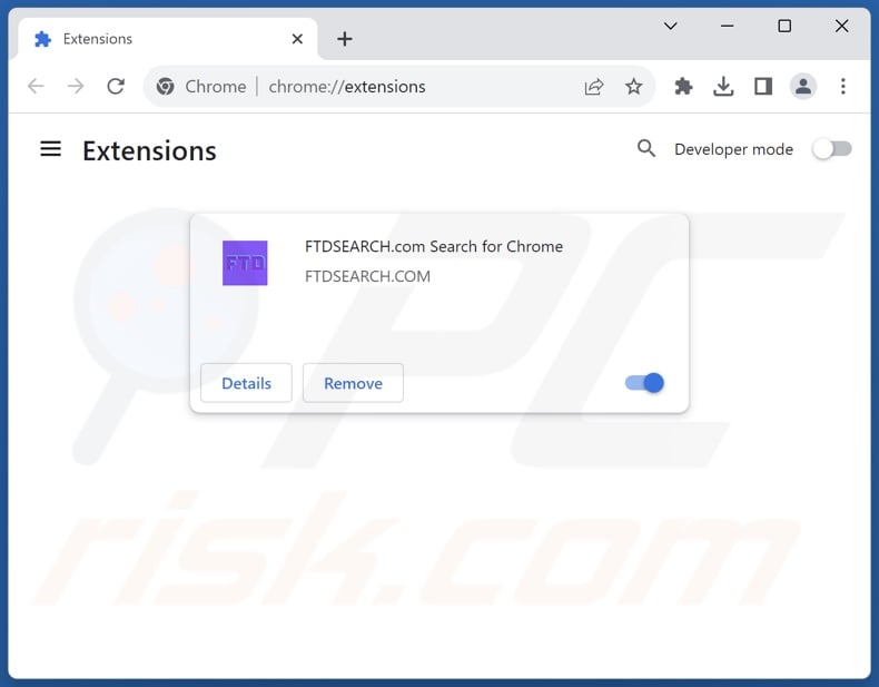 Removing ftdsearch.com related Google Chrome extensions