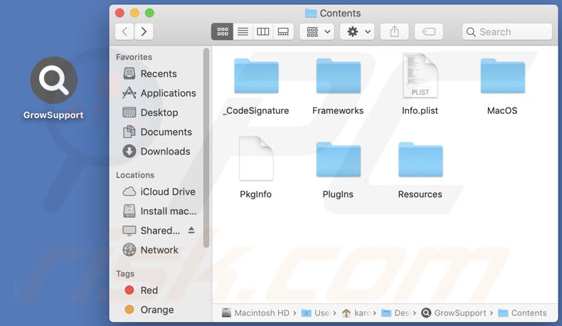 GrowSupport adware install folder
