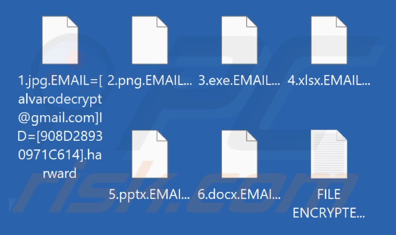 Files encrypted by Harward ransomware (.harward extension)