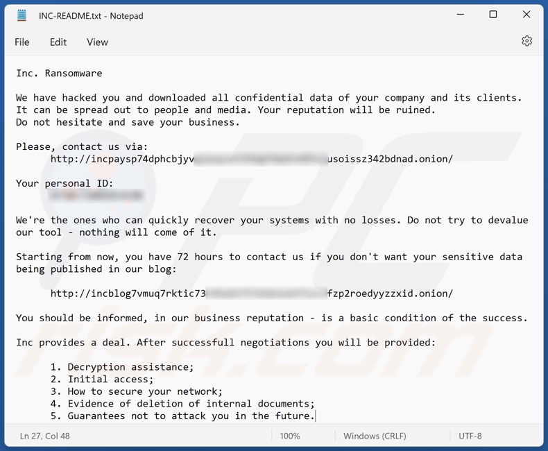 INC ransomware ransom note (INC-README.txt)