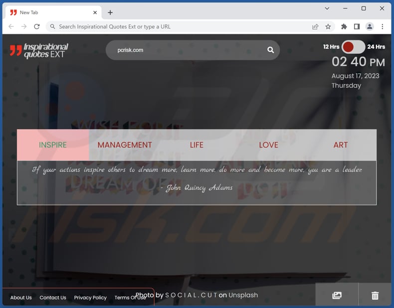 Inspirational Quotes Ext browser hijacker