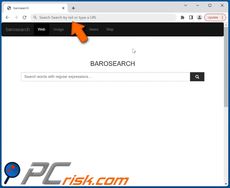 Lucky baro browser hijacker redirecting to Bing (GIF)