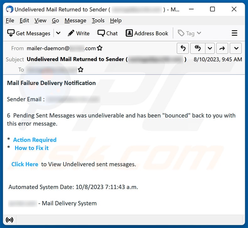 Email Distribution Error Messages