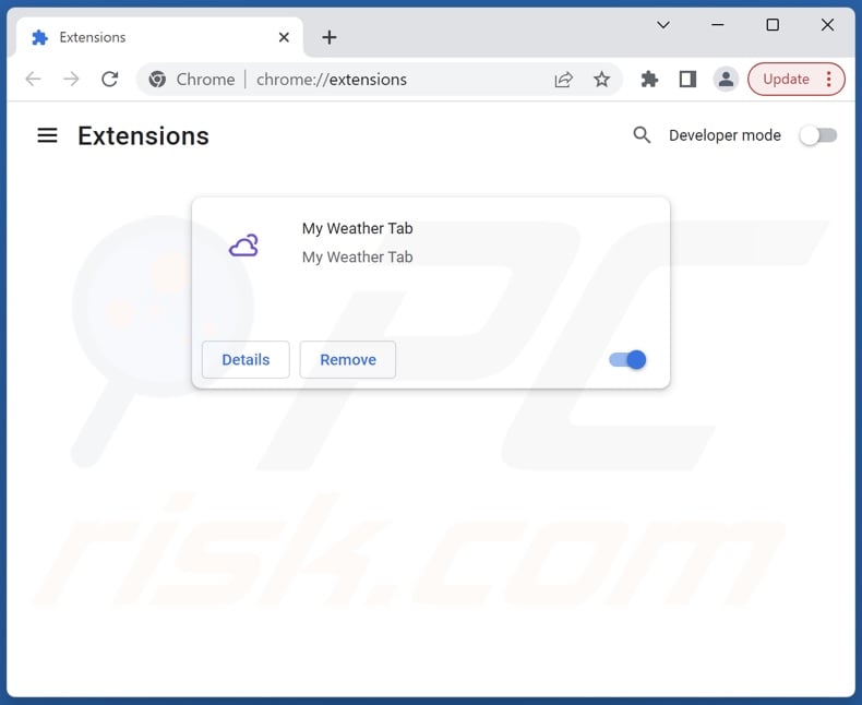 Removing myweathertab.xyz related Google Chrome extensions
