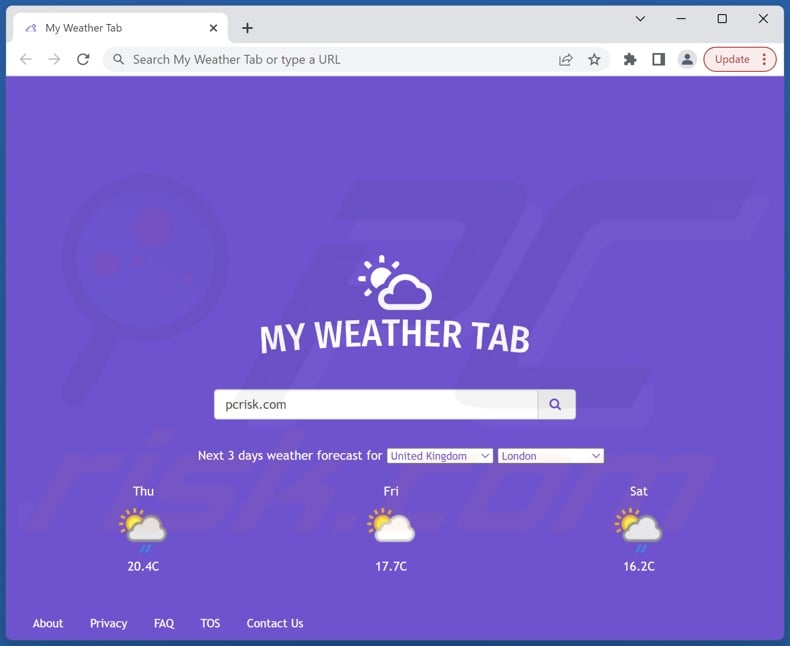 myweathertab.xyz browser hijacker