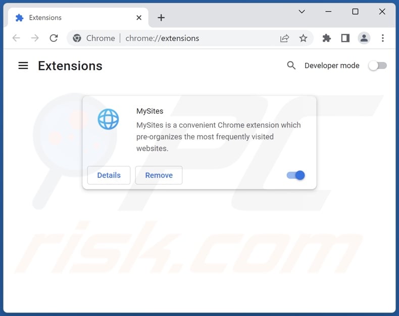 Removing goog.mysitesext.com related Google Chrome extensions