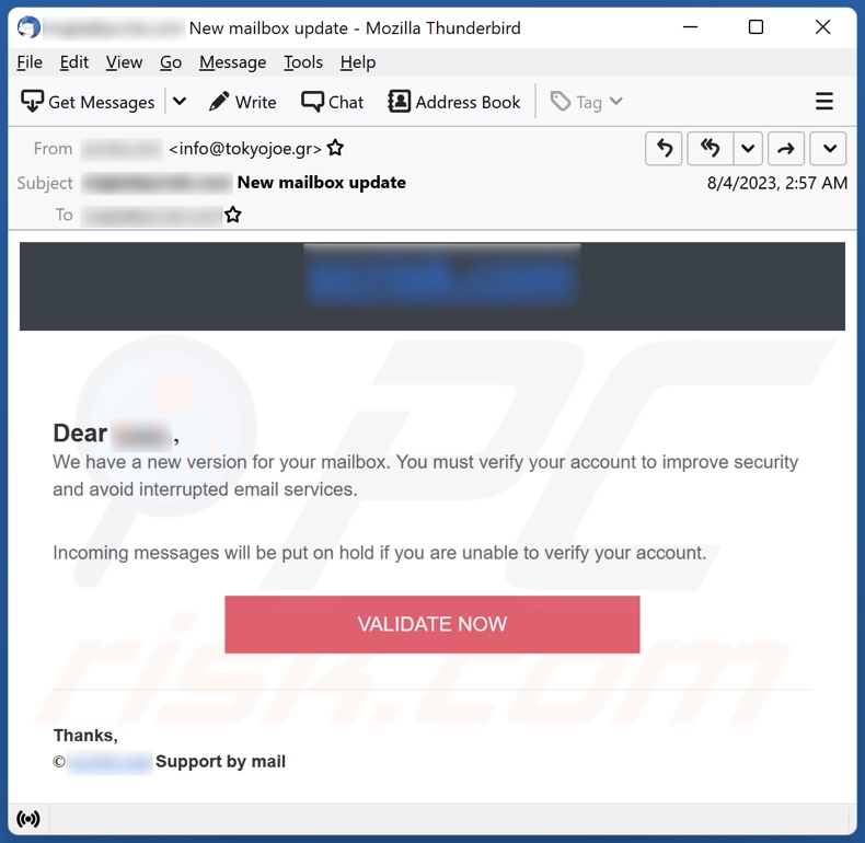 New Version For Your Mailbox email spam campaign