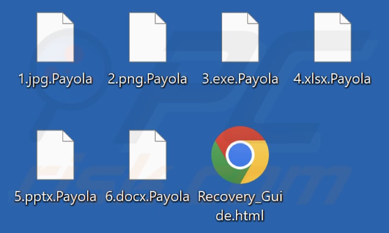 Files encrypted by Payola ransomware (.payola extension)