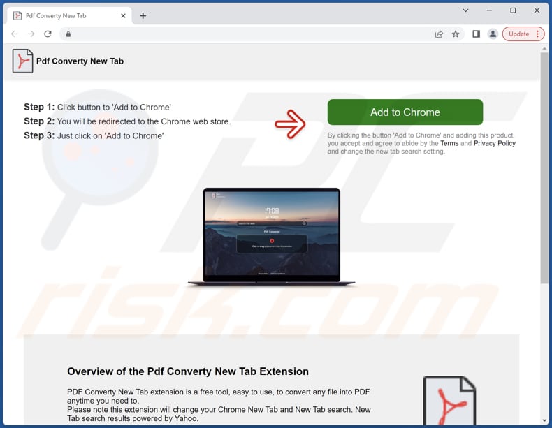 Another website promoting PDF Converty New Tab