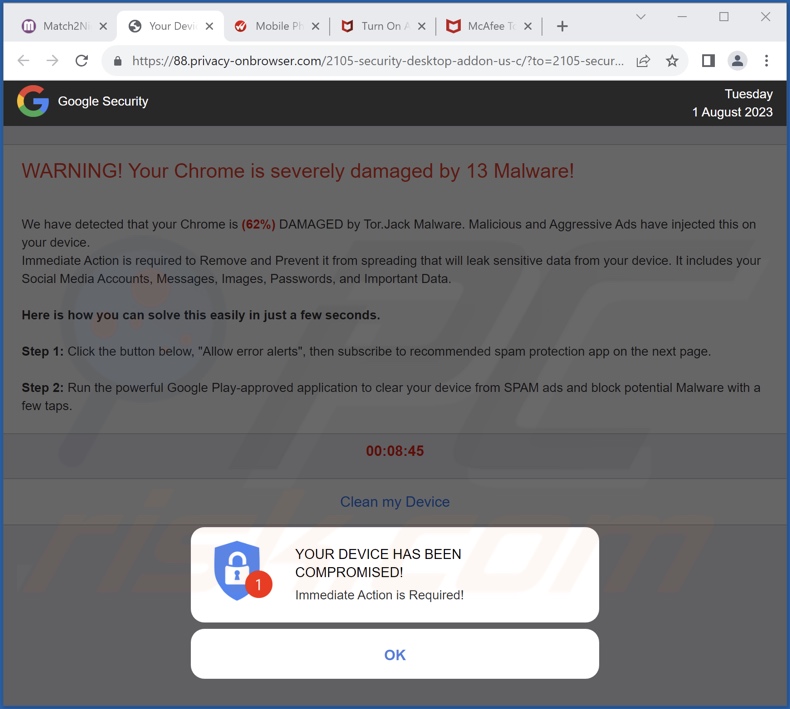 privacy-onbrowser[.]com pop-up redirects